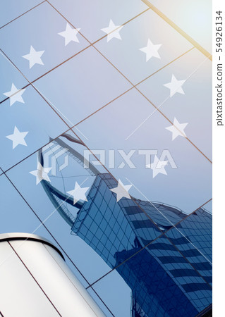 Modern office building with sign European Union Modern office building with sign European Union 54926134
