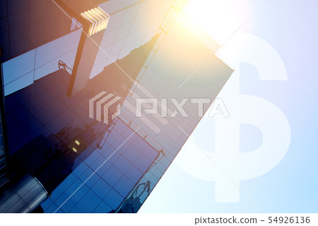 Modern office building with sign dollar Modern office building with sign dollar 54926136