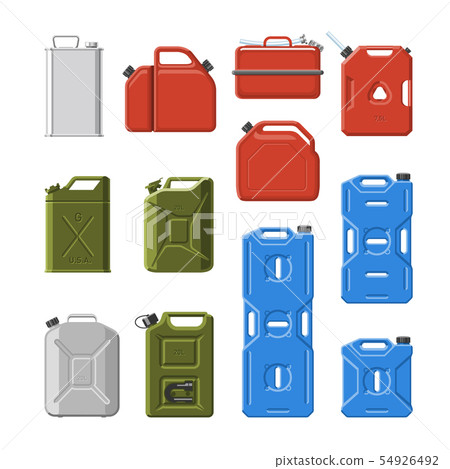 Canister jerrican or can of fuel gasoline for automobile and plastic jerrycan with petrol or oil Canister jerrican or can of fuel gasoline for automobile and plastic jerrycan with petrol or oil 54926492