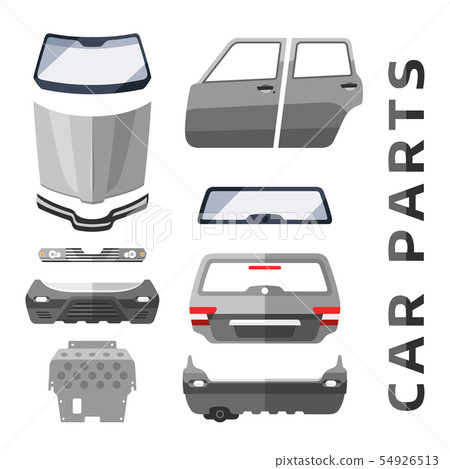 Car service parts flat auto mechanic repair of machines and equipment illustration 54926513