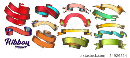 Color Different Ribbon Set Vintage Vector Color Different Ribbon Set Vintage Vector 54926834