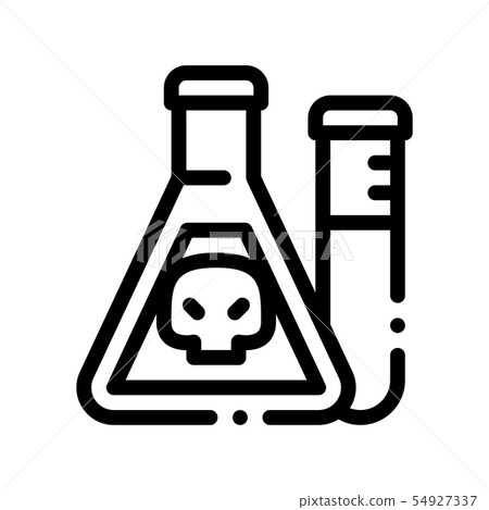 Flask With Chemical Liquid Vector Thin Line Icon 54927337