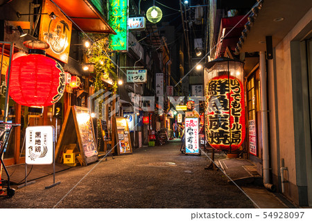 <大阪府>小巷後面的道頓堀/酒吧區 <大阪府>小巷後面的道頓堀/酒吧區 54928097