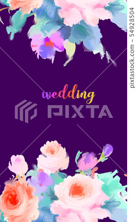 水彩美麗的典雅的牡丹花和玫瑰色花 54928504