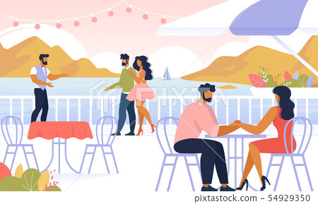 Couples Relaxing Outdoors, Sit in Open Air Cafe, Couples Relaxing Outdoors, Sit in Open Air Cafe, 54929350