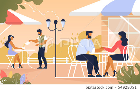 People Relaxing in Summer Cafe Outdoors, Relax 54929351