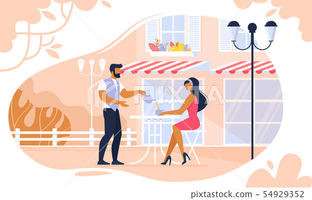 Woman Sitting at Table in Summer Cafe Outdoors, Woman Sitting at Table in Summer Cafe Outdoors, 54929352