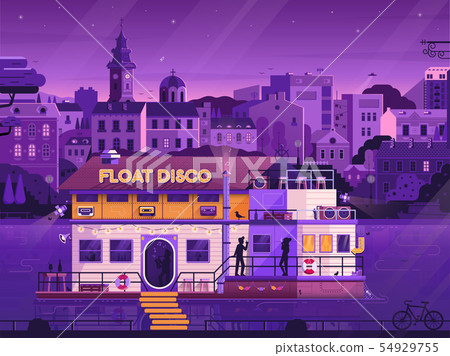 Floating Disco Nightclub on Boat in Belgrade 54929755