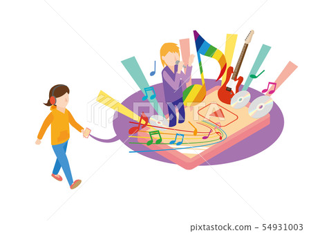 Music Music player Singer Music appreciation Isometric 3D Music Music player Singer Music appreciation Isometric 3D 54931003
