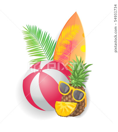 Summer Holidays Icons Closeup Vector Illustration 54931734