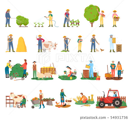 Farmers Busy with Farming and Agricultural Works 54931736