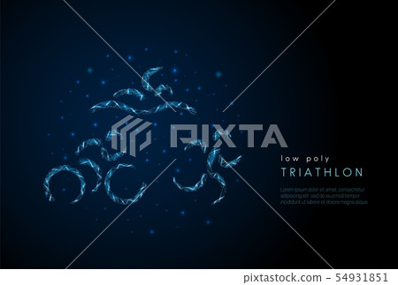 Triathlon symbol - running, swimming and cycling men. Low poly style design. 54931851