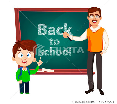 Back to school. Teacher man cartoon character