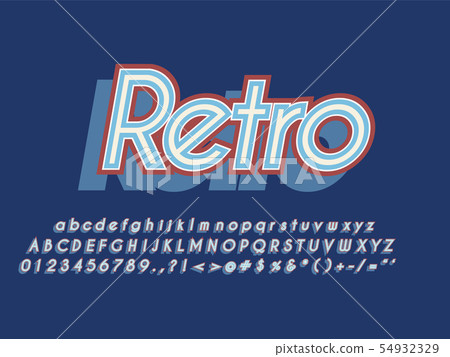 Retro font and alphabet. Stock vector illustration 54932329