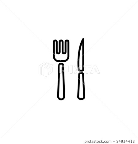 Web line icon. Cutlery (fork, knife) black Web line icon. Cutlery (fork, knife) black 54934418