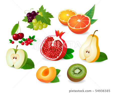 Realistic fruit halves.  54936385