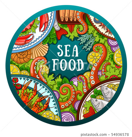 Vector hand-drawn sea food illustration. 54936578