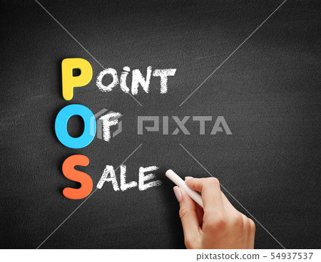 Color Wooden alphabets building the word POS Color Wooden alphabets building the word POS 54937537