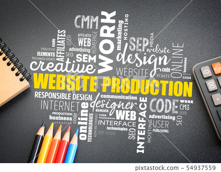 Website production process word cloud 54937559