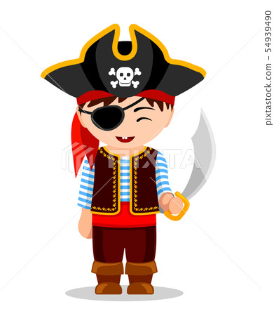 Cartoon pirate. Cute little kid in costume. Cartoon pirate. Cute little kid in costume. 54939490