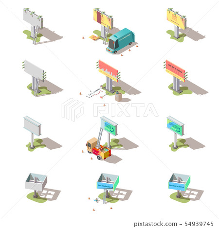 Isometric billboards, advertising street banners 54939745