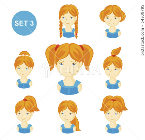 Cute ginger little girls with various hairstyles. 54939795