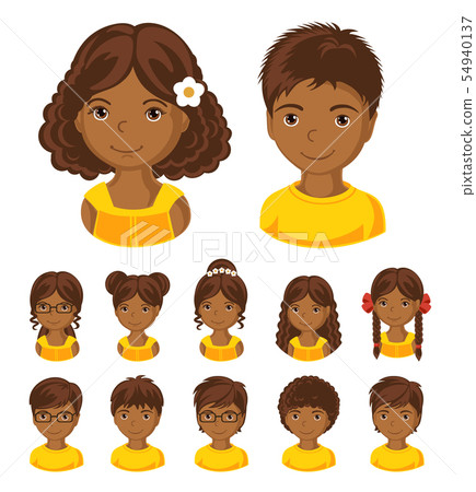 Set of children's faces. 54940137