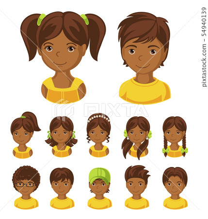 Set of children's faces. 54940139