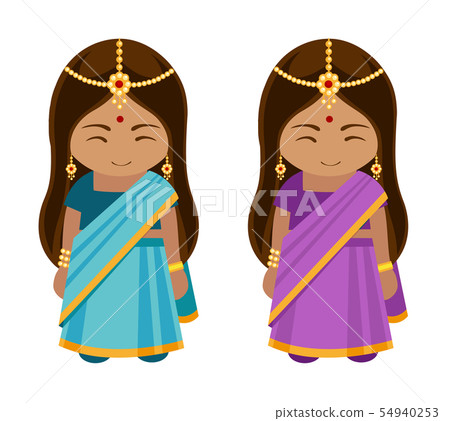 Indian girls in sari.  54940253