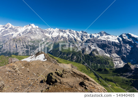 Swiss Alps mountain range from top of schilthorn Swiss Alps mountain range from top of schilthorn 54940405