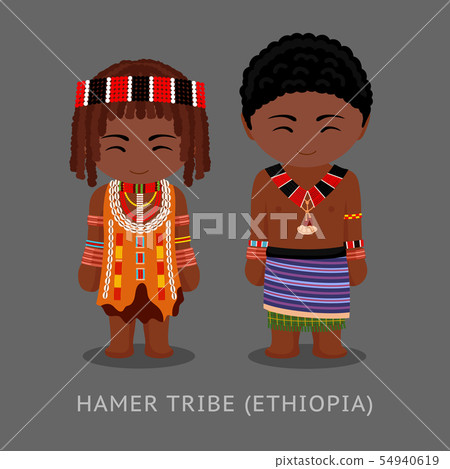 Hamer tribe in traditional costume. 54940619