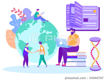 Man with Laptop Studying Lesson Online. E-Learning 54940797