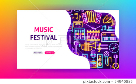 Music Festival Neon Landing Page 54940885