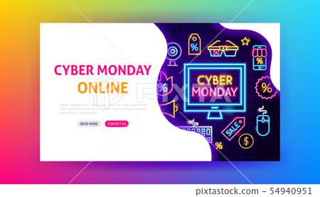 Cyber Monday Online Neon Landing Page 54940951