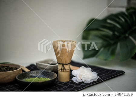 matcha green tea and bamboo whisk matcha green tea and bamboo whisk 54941199