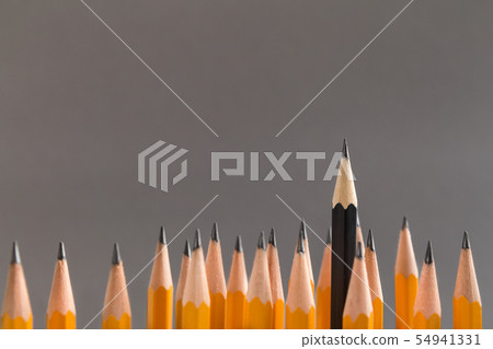 Black pencil protruding out of crowd of simple ones 54941331