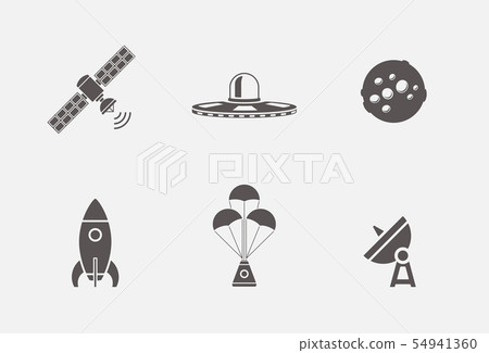 Isolated space icons in grey shape vector set - Stock Illustration ...