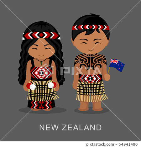 Maori. New Zealanders in national dress. 54941490