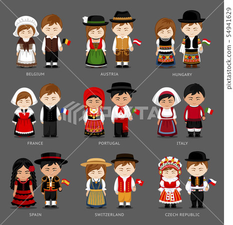 European people in national dress. 54941629