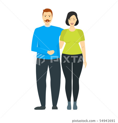 Cartoon Characters People Plus Size Couple. Vector 54941691