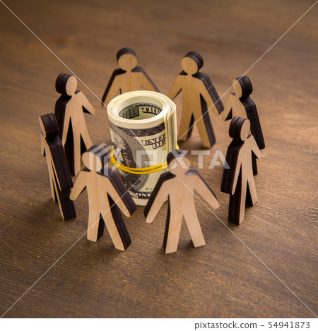 Cut out of wood human collaborating together Cut out of wood human collaborating together 54941873