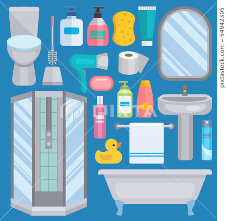 Bath equipment icons human body hygiene hower illustration for bathroom interior hygiene design Bath equipment icons human body hygiene hower illustration for bathroom interior hygiene design 54942305