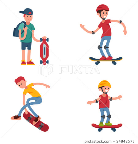 Young skateboarder active people sport extreme active skateboarding urban jumping tricks vector Young skateboarder active people sport extreme active skateboarding urban jumping tricks vector 54942575