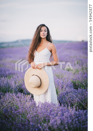 Woman beauty in a lavender field. 54942877