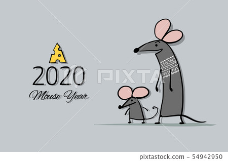 Funny mouse, symbol of 2020 year. Banner for your design 54942950