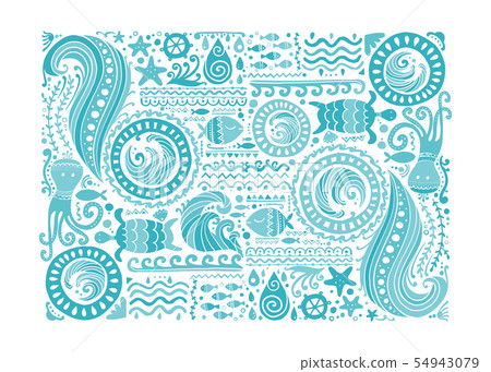 Polynesian style marine background, tribal ornament for your design 54943079
