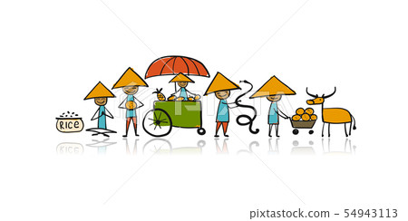 Asian lifestyle, people characters for your design 54943113