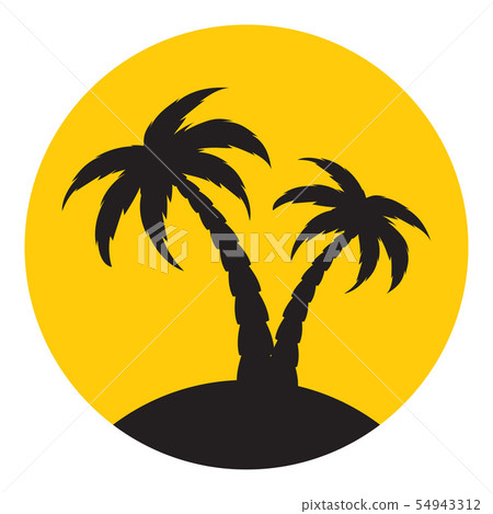 Silhouette of palm trees on the island 54943312