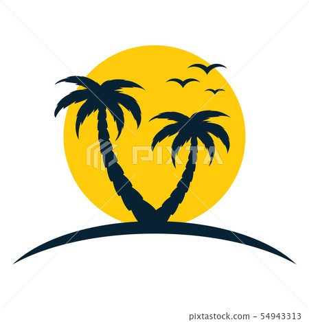 Silhouette of palm trees on the island 54943313