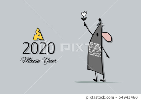 Funny mouse, symbol of 2020 year. Banner for your design 54943460